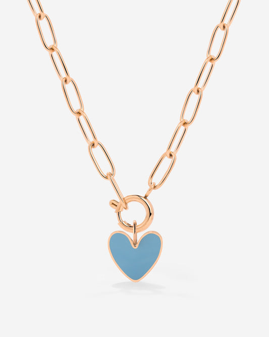 Blue Heart Oval Links Necklace Set Roségold