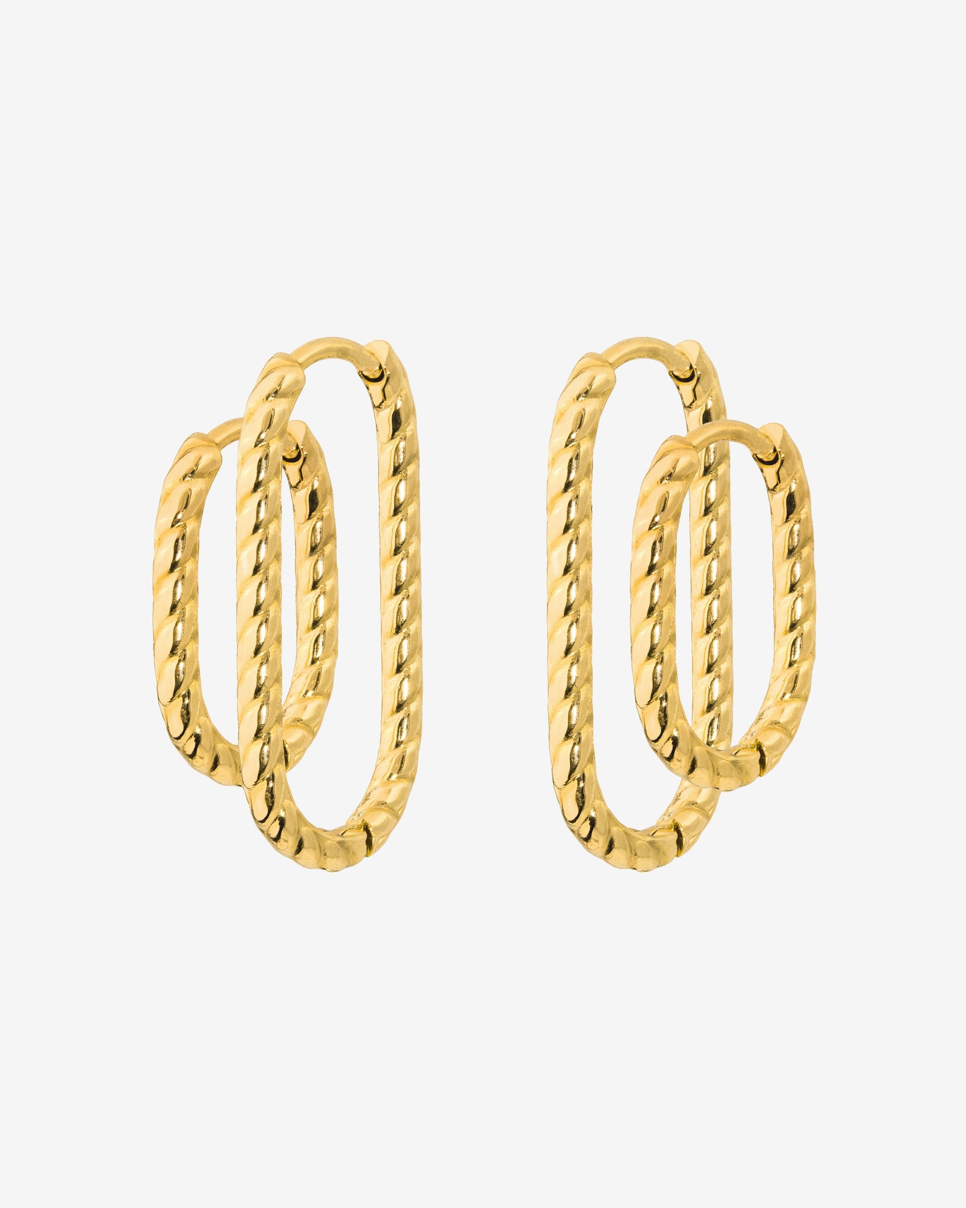 Oval Twisted Hoop Bundle Gold