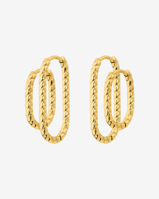 Oval Twisted Hoop Bundle Gold