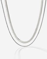 Snake Chain Double Necklace Silber