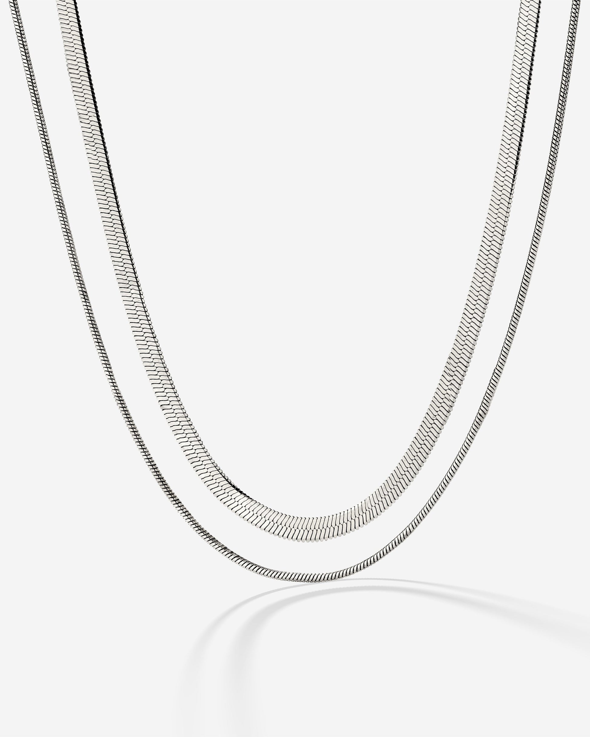 Snake Chain Double Necklace Silber