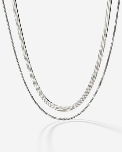 Snake Chain Double Necklace Silber