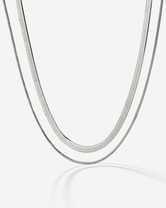 Snake Chain Double Necklace Silber