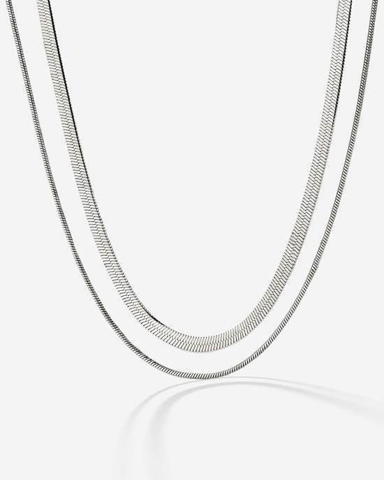 Snake Chain Double Necklace Silber