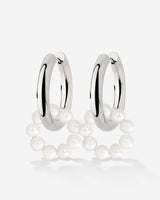 Pearly Donut Hoop Set Silber
