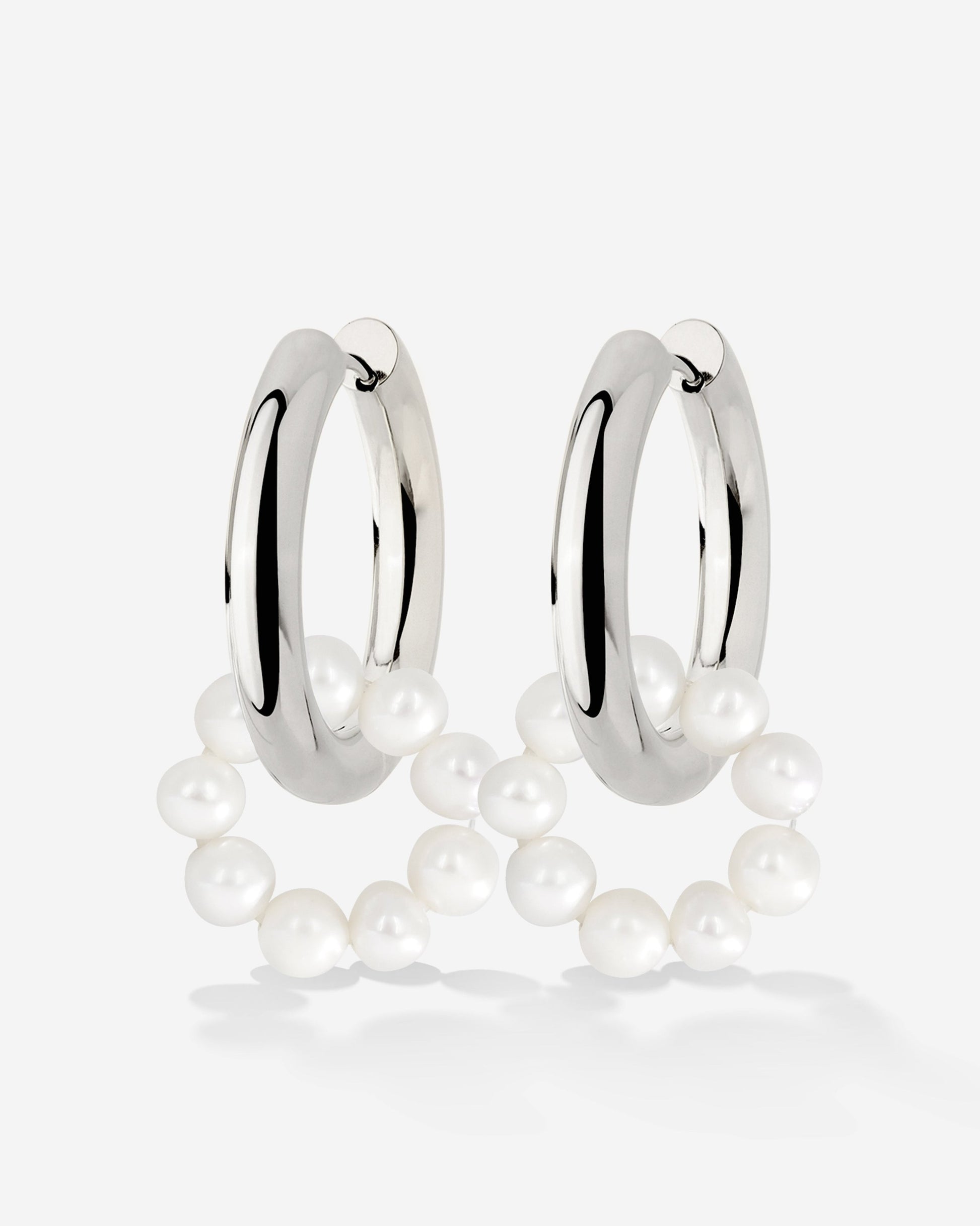 Pearly Donut Hoop Set Silber
