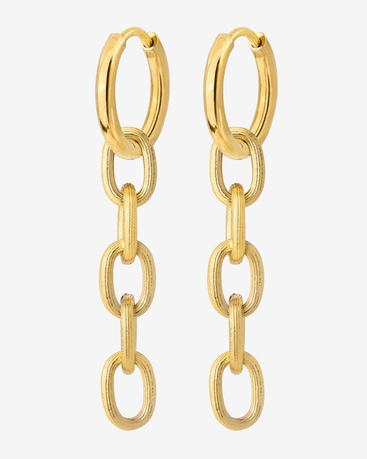 Long Link Hoop Set Small Gold