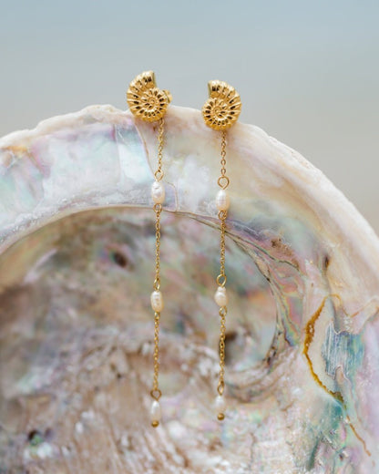 Siren's Spell Pearl Drop Earrings Gold