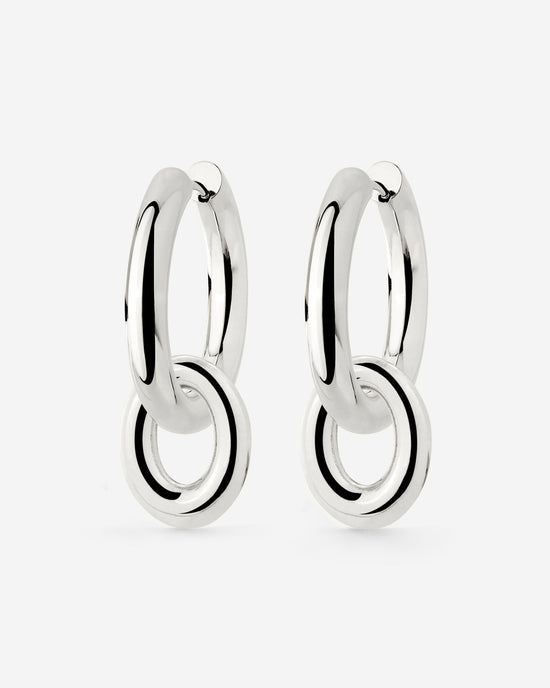 Chunky Oval Donut Hoop Set Medium Silber