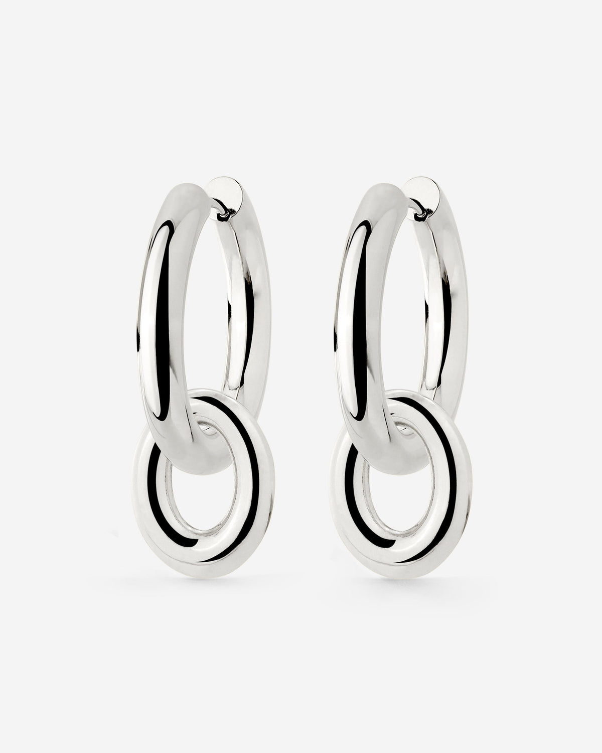 Chunky Oval Donut Hoop Set Medium Silver