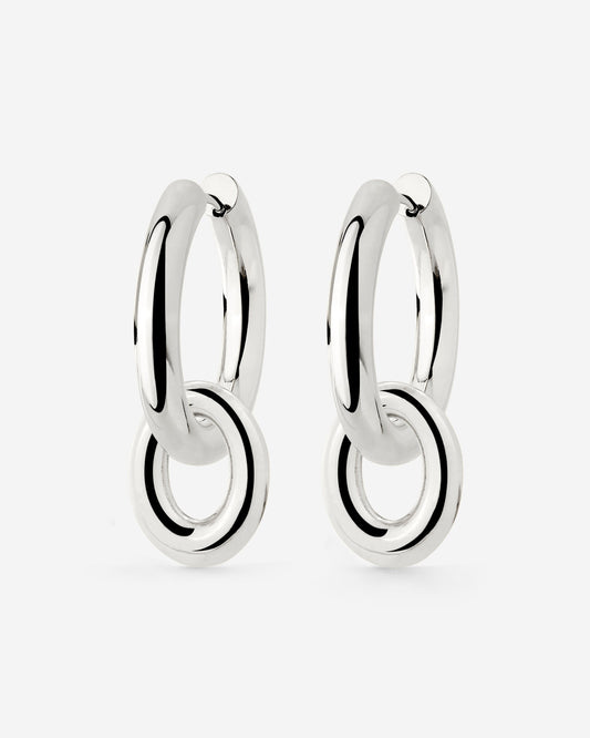 Chunky Oval Donut Hoop Set Medium Silver