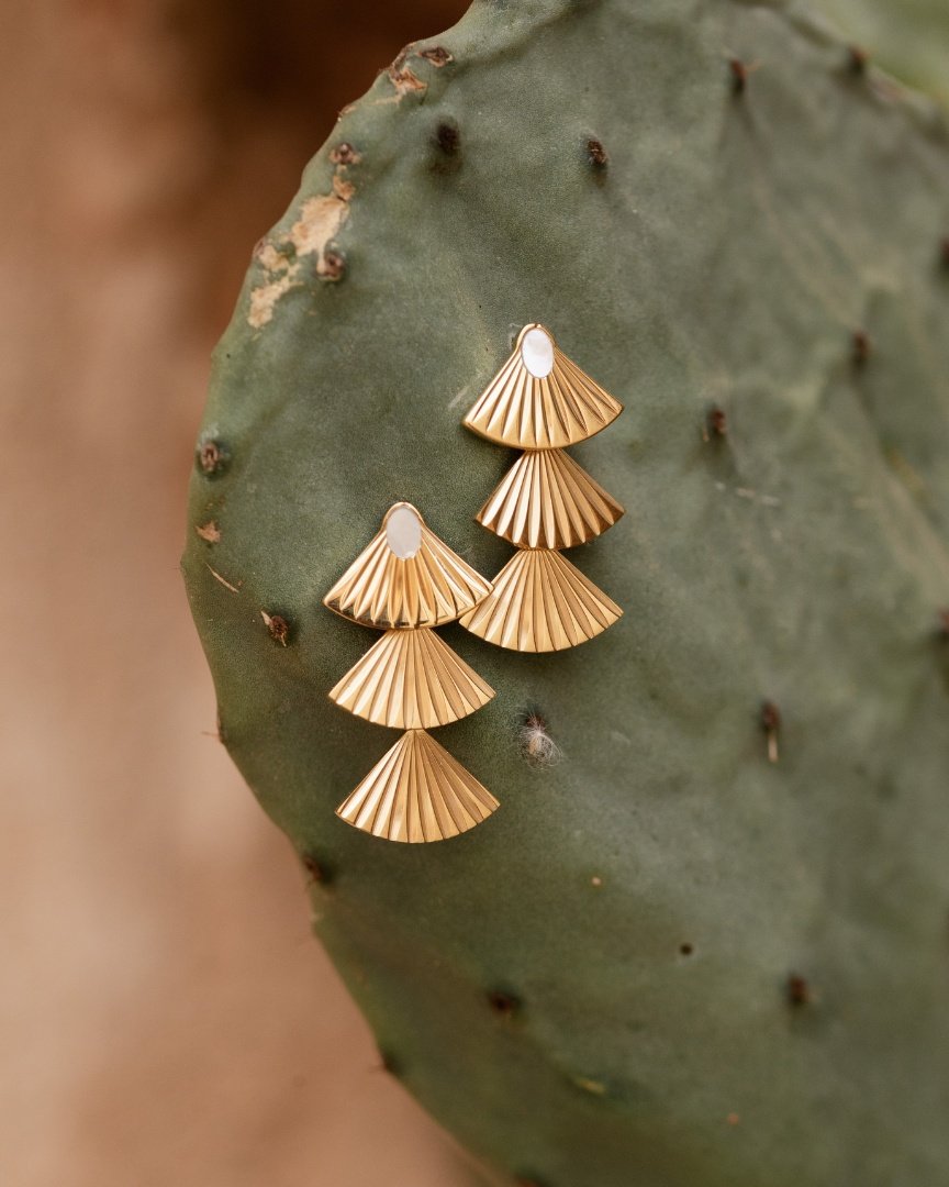 Triple Fan Studs Silber