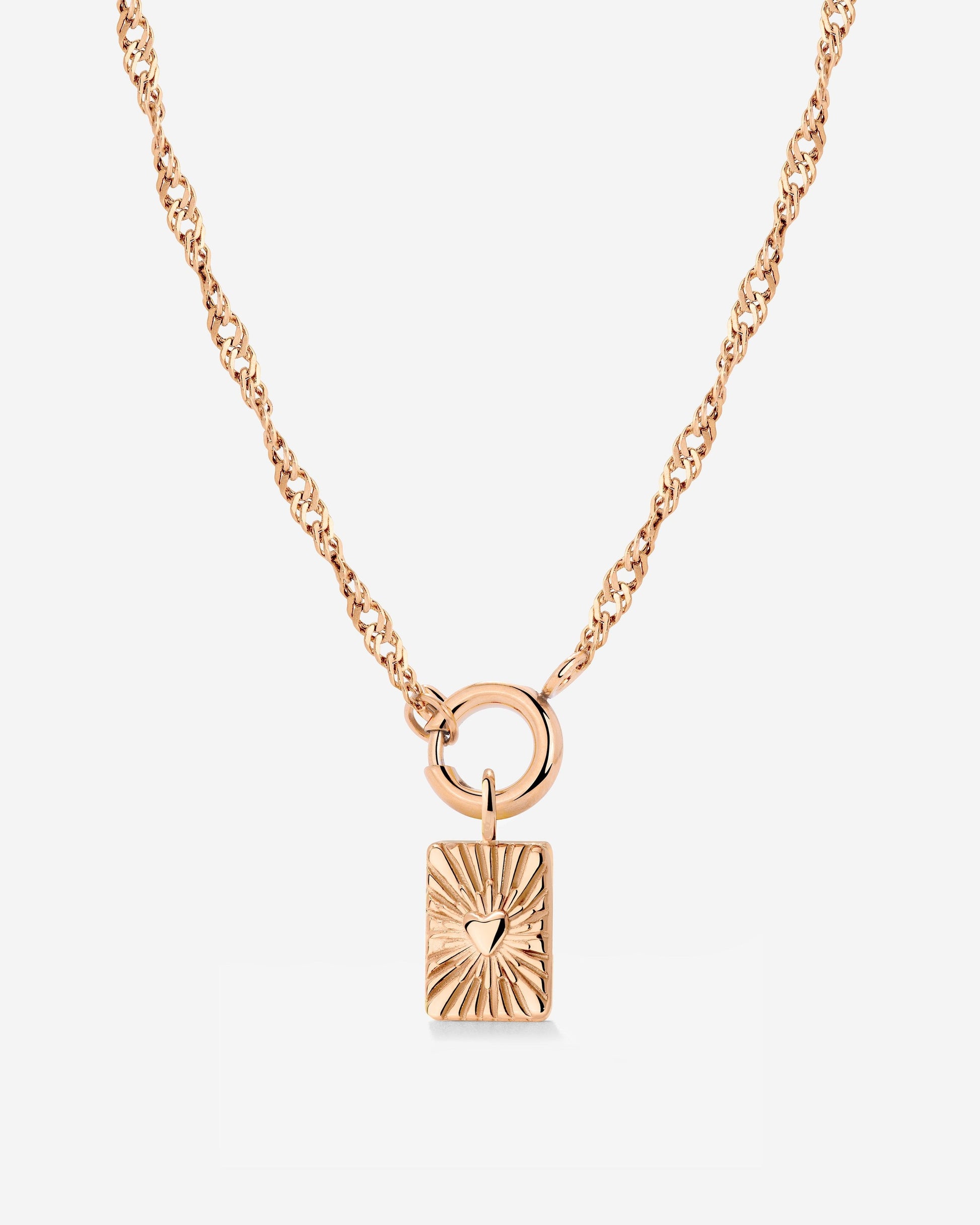 Glowing Heart Singapore Chain Necklace Set Roségold