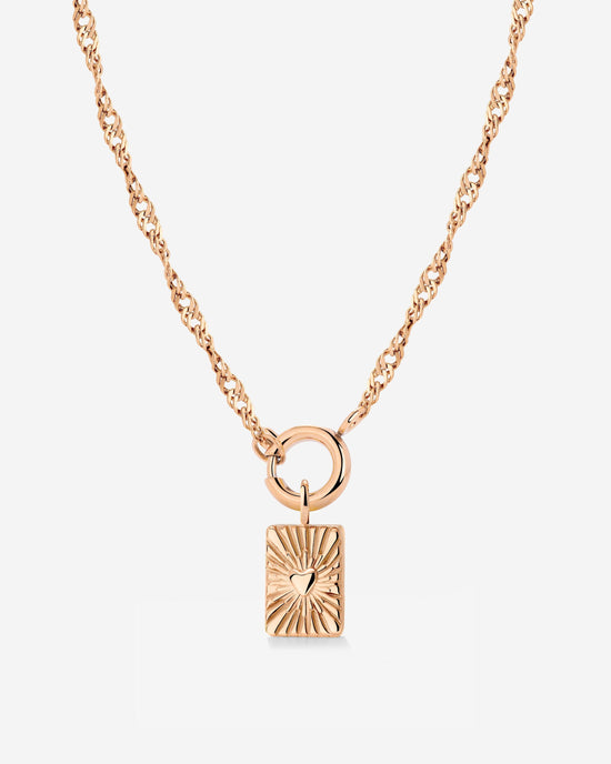 Glowing Heart Singapore Chain Necklace Set Roségold