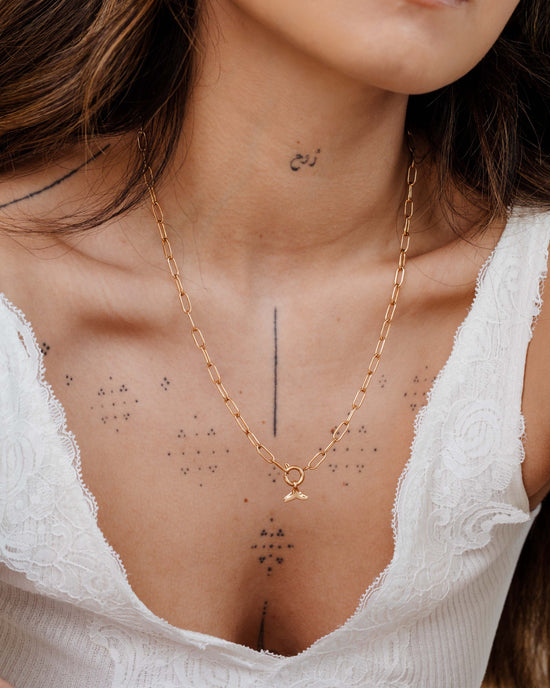 Whale Tail Oval Links Necklace Set Roségold