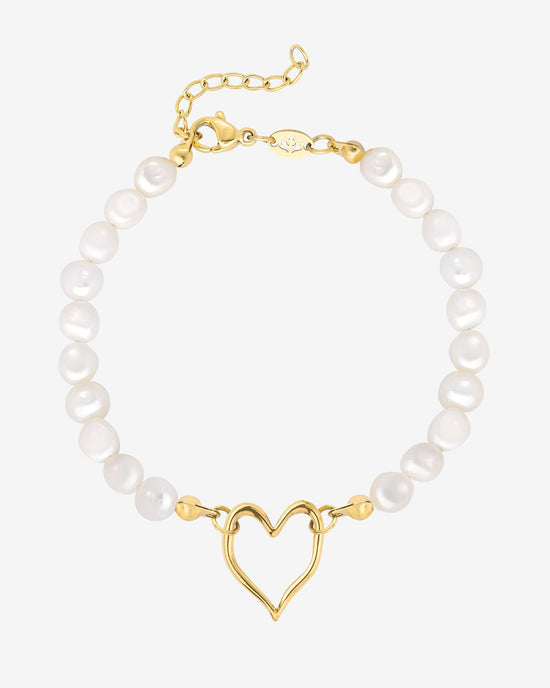 Melting Heart Pearl Bracelet Gold