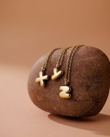 Bubble Letter Necklace Gold