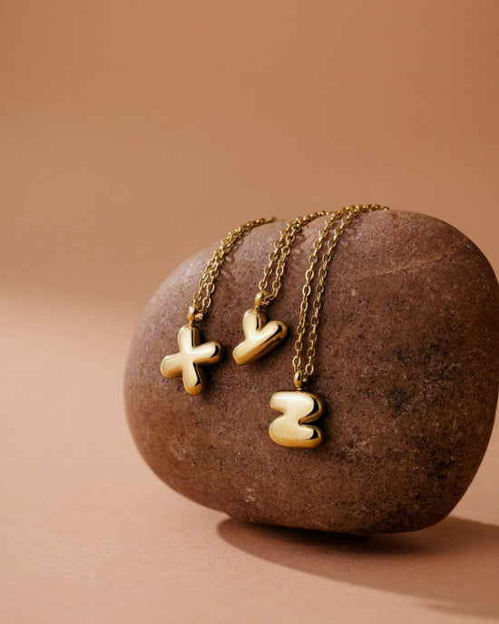 Bubble Letter Necklace Gold