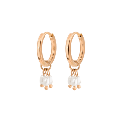 Tres Perlas Hoop Set Roségold