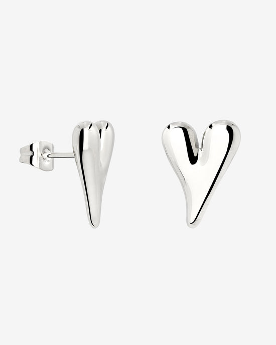 Flowy Heart Studs Small Silber