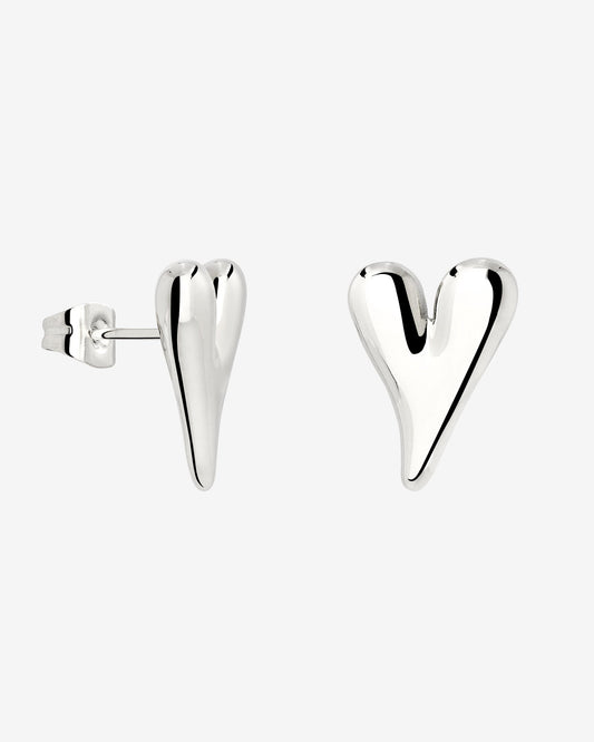 Flowy Heart Studs Small Silber