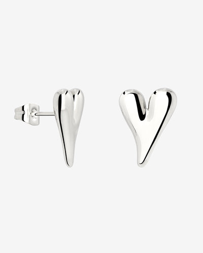 Flowy Heart Studs Small Silber
