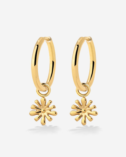 Flowery Hoop Set Medium Gold