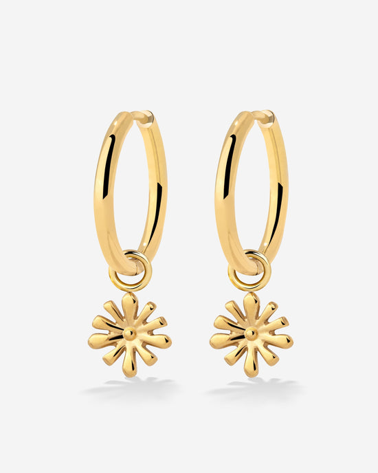 Flowery Hoop Set Medium Gold