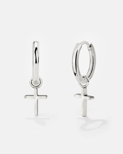 Saints Cross Hoop Set Small Silber