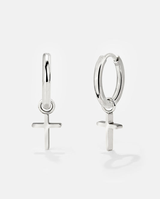 Saints Cross Hoop Set Small Silber