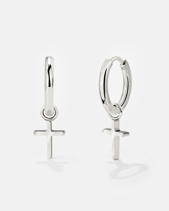 Saints Cross Hoop Set Small Silber