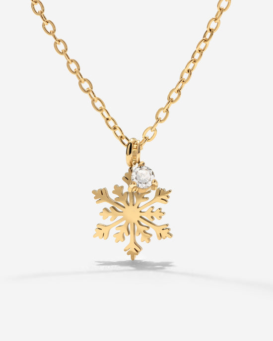 Sparkling Snowflake Necklace Gold