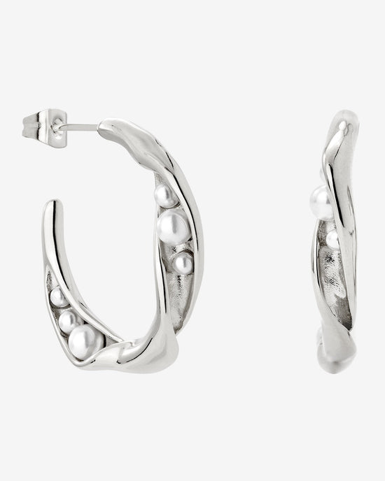 Branch Pearl Hoop Studs Silber