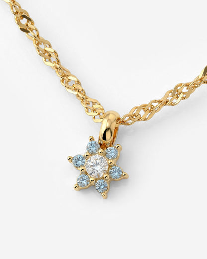 Sparkling Blue Petal Necklace Gold