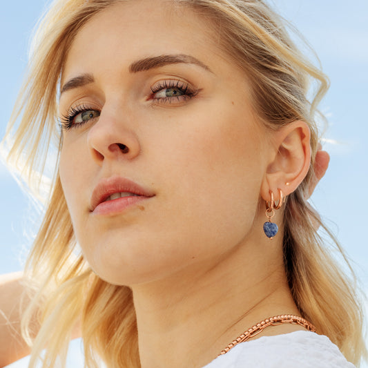 Sodalite Heart Hoops Small Roségold