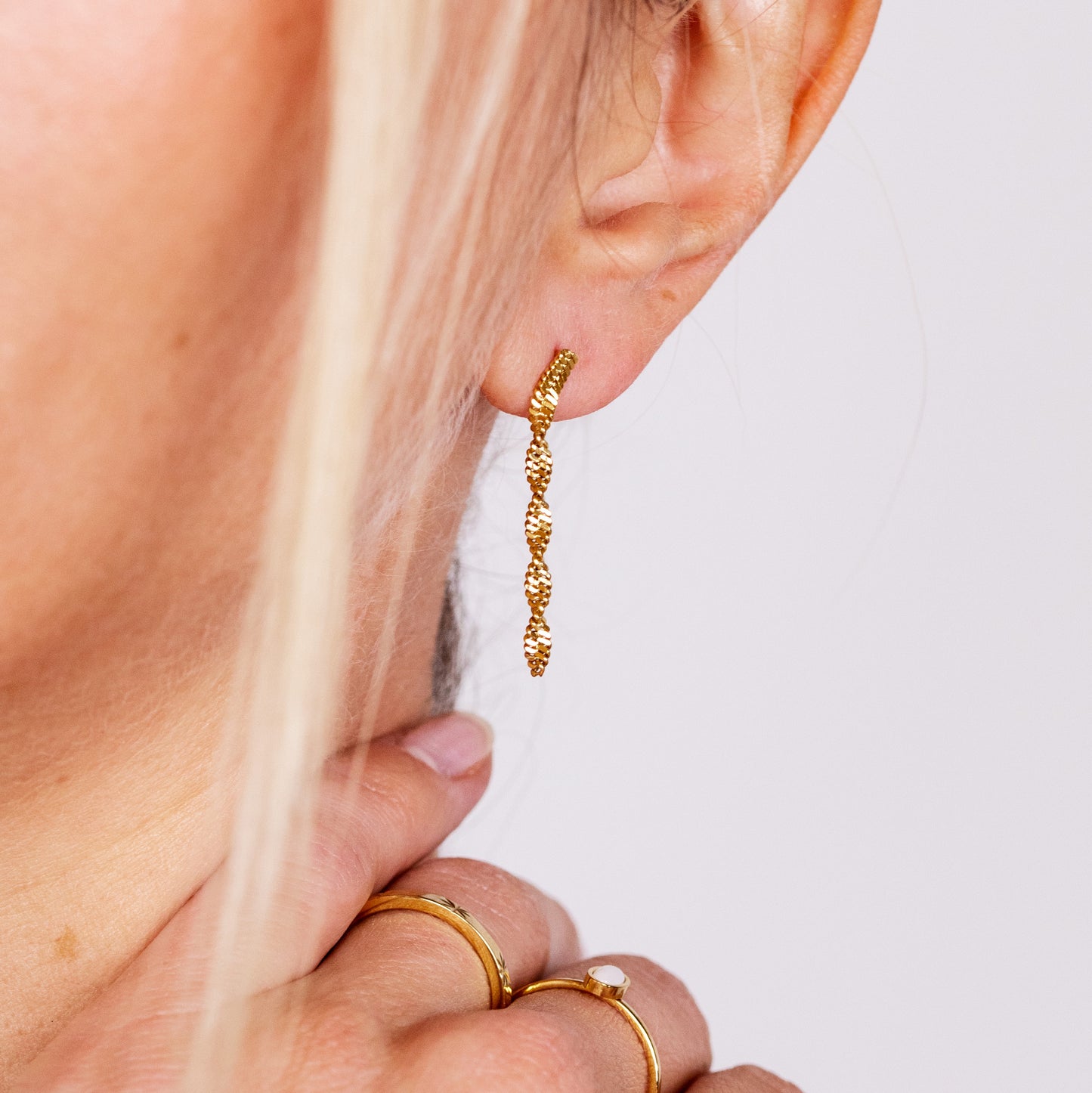 DNA Strand Studs Gold