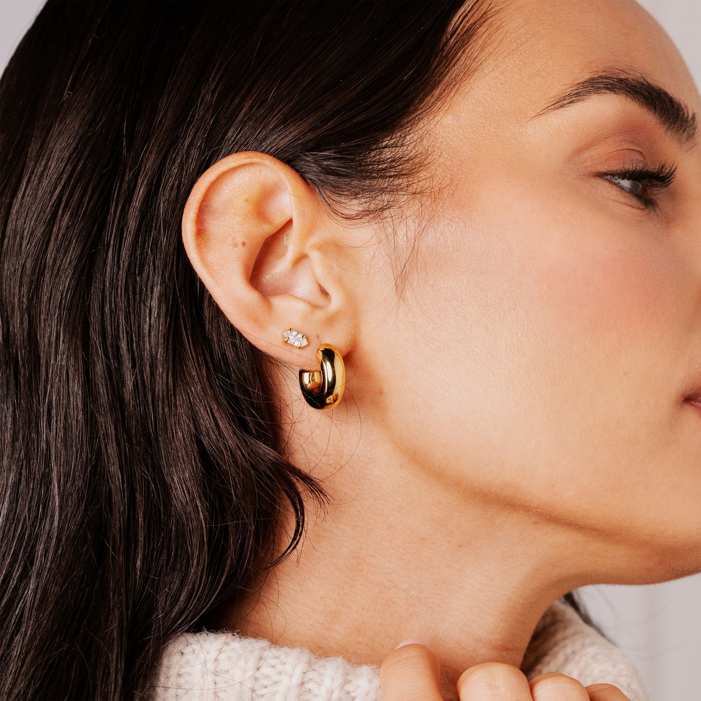 Bulky Hoop Studs Gold