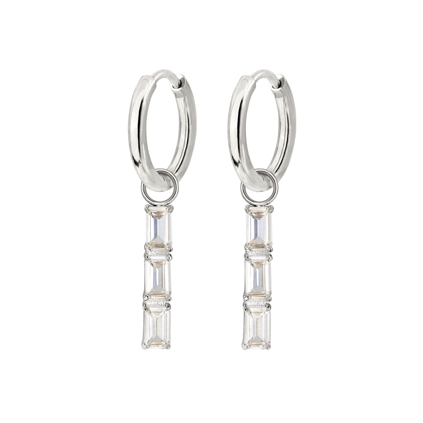 Baguette Bundle Hoop Set Small Silber