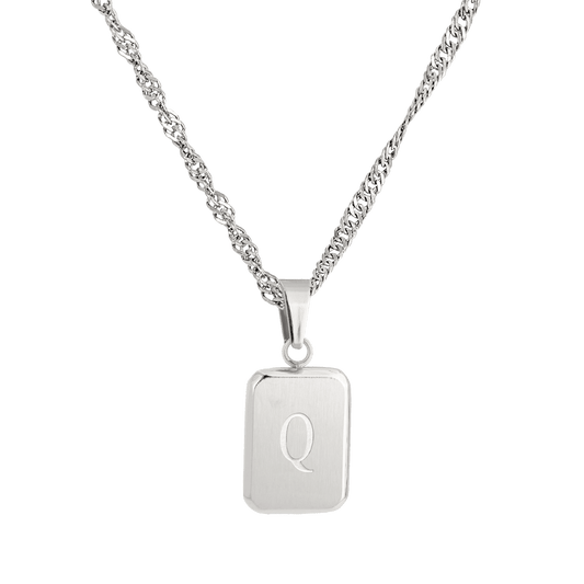 Letter Necklace Q Silber