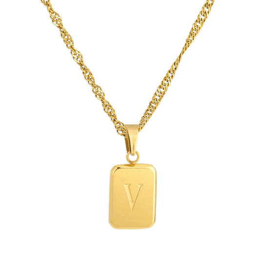 Letter Necklace V Gold