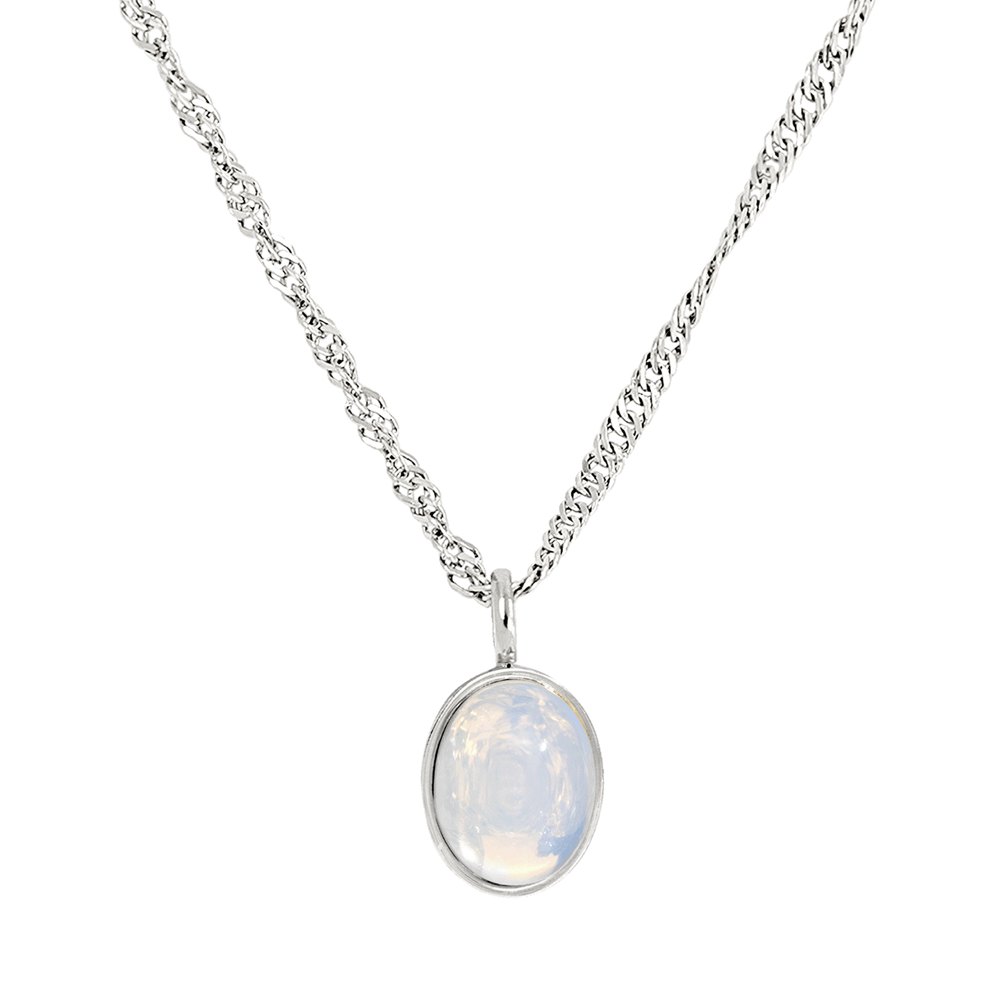 Oval Pendant Necklace Silber