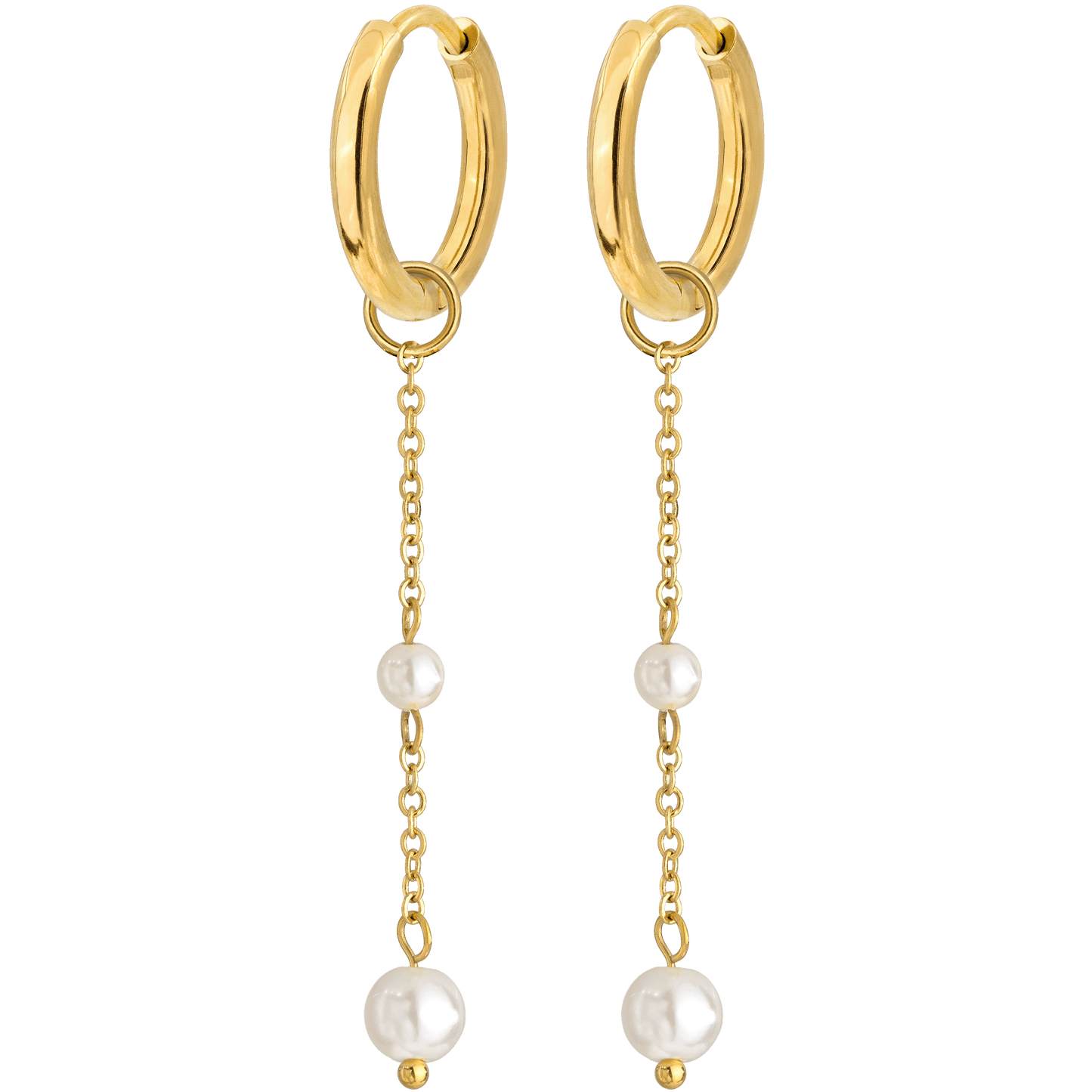 Pearl Allure Hoop Set Small Gold