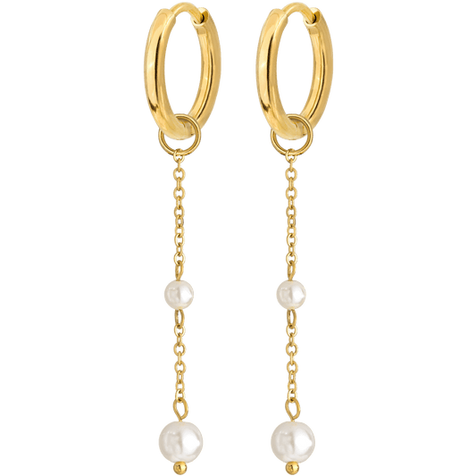 Pearl Allure Hoop Set Small Gold