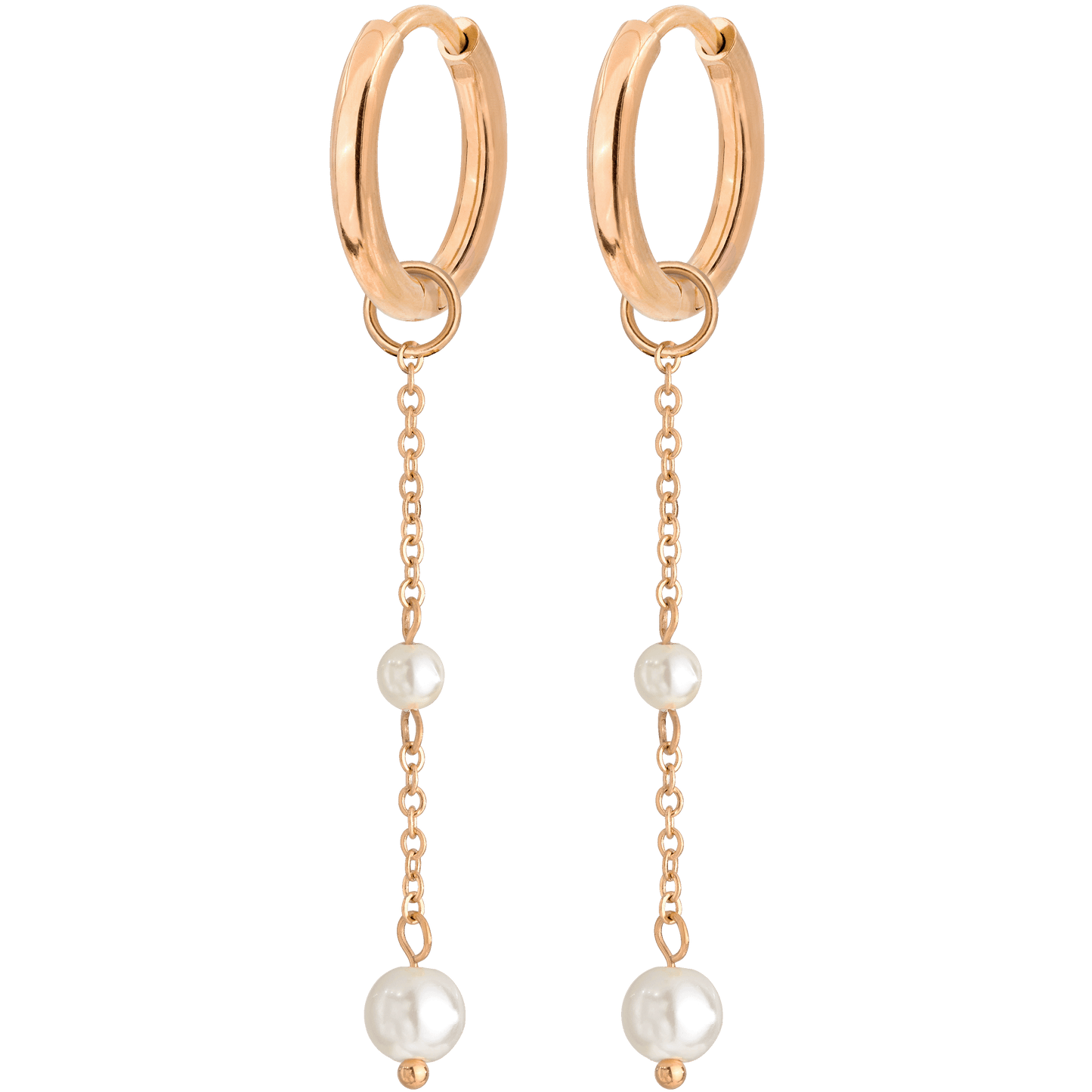 Pearl Allure Hoop Set Small Roségold