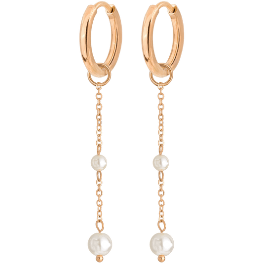 Pearl Allure Hoop Set Small Roségold