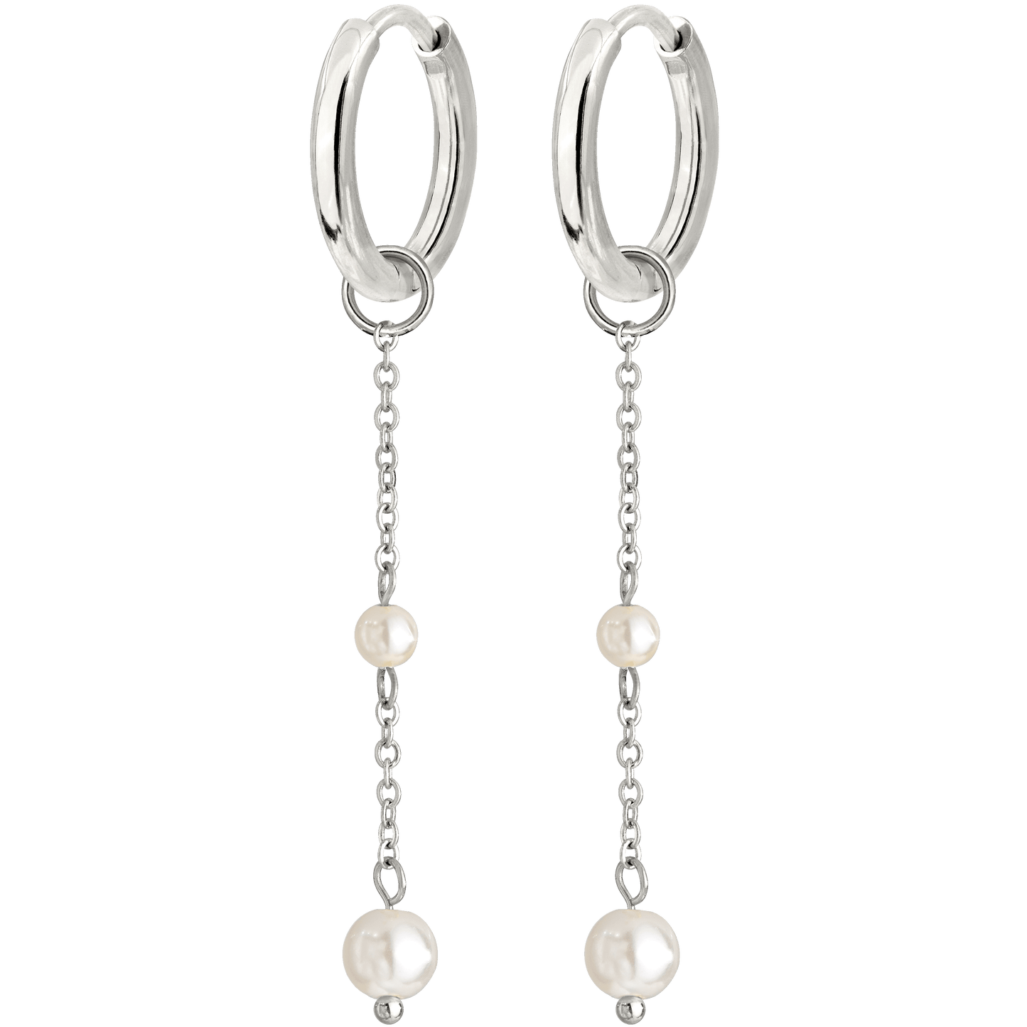 Pearl Allure Hoop Set Small Silber