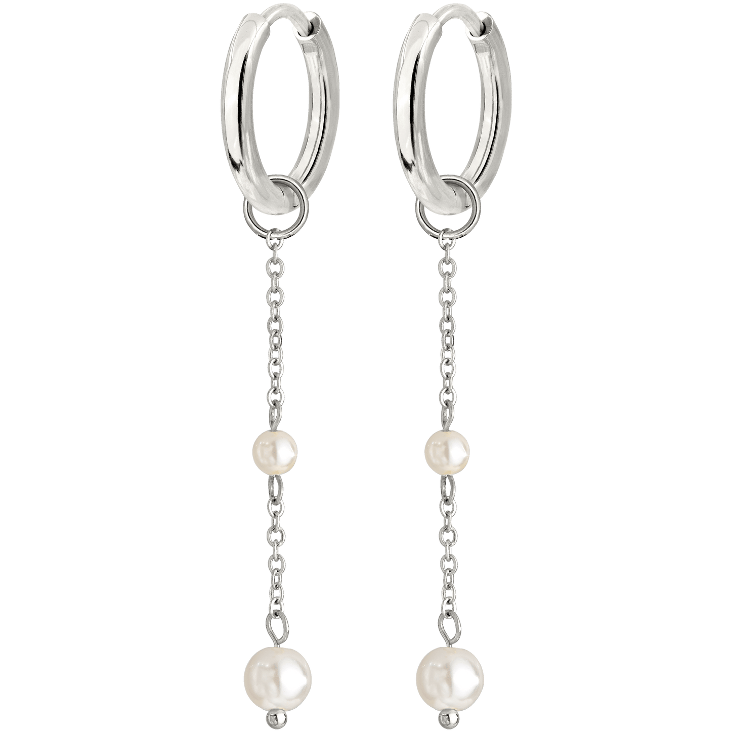 Pearl Allure Hoop Set Small Silber