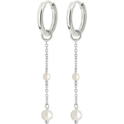 Pearl Allure Hoop Set Small Silber