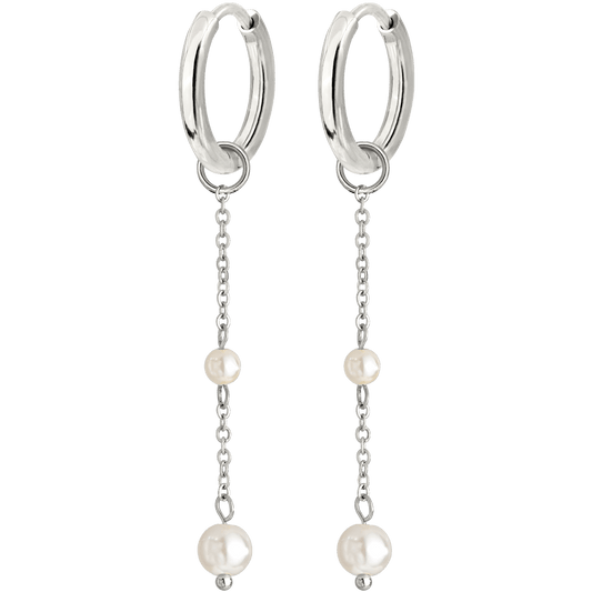 Pearl Allure Hoop Set Small Silber