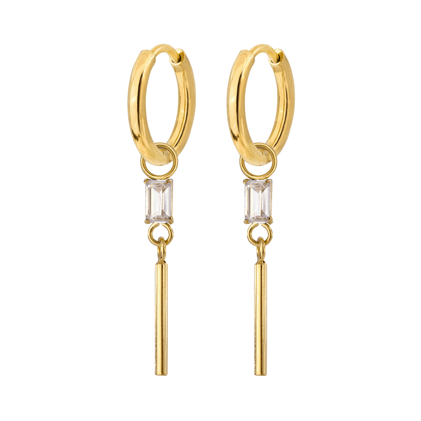 Stick and Stone Hoop Set Small Gold
